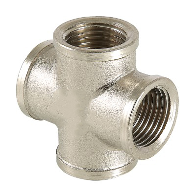 Крест латунь никель Ду 25 (1") ВР VALFEX VF.760.N.100, DN 25, 1 дюйм