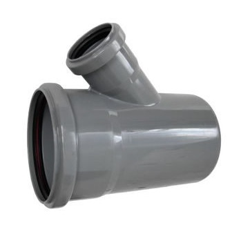 Тройник PP-H переходной серый Дн 50х40х45гр б/нап в/к VALFEX 22050040